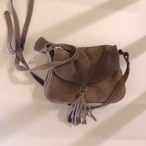 Brown suede crossbody purse